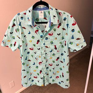 Disney Men's Exclusive Character Hats Button-Up Shirt Size Medium